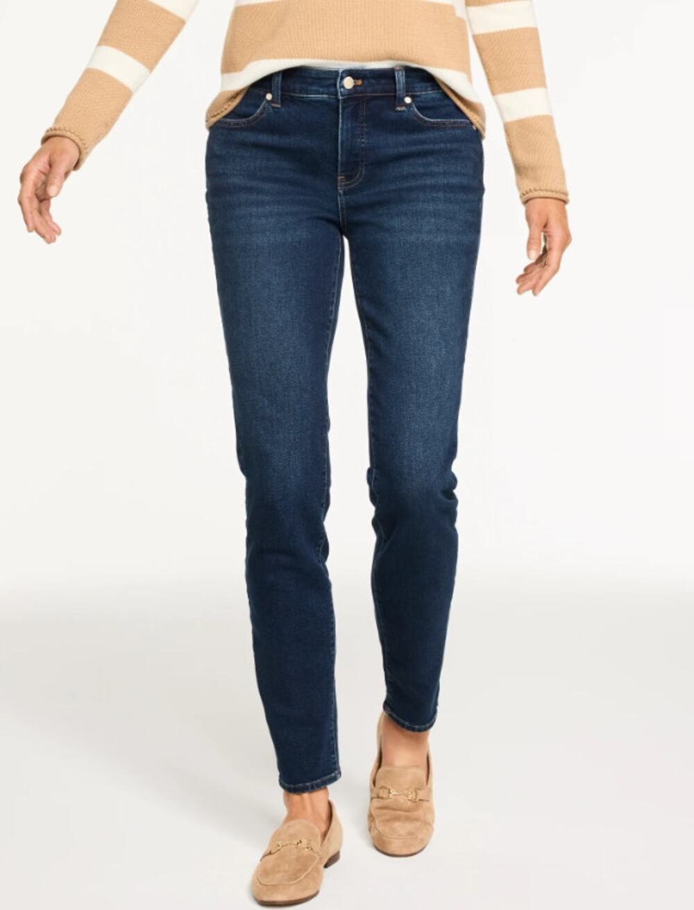 Talbots Jeans Torrance WMNS Blue Wash Denim Slim Ankle Stretch SZ 14 High Waist